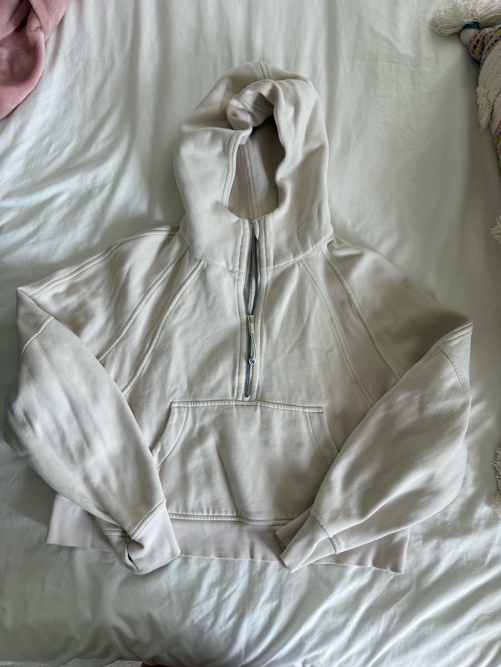 lululemon athletica Cream Pullover with Half-Zip Detail